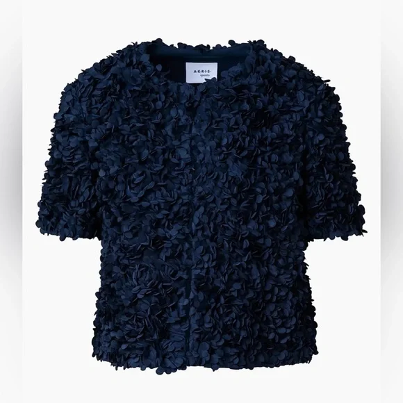 Akris Punto New Lasercut Flower Petal Appliqué Jacket In Ink Size US 4 $1,390.00